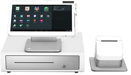 POS terminal with cash drawer and receipt printer